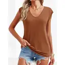 Women's' Cap Sleeve Casual Loose fit Basic Shirts Tank Tops (brown， L) image 0
