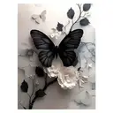 JU7CER Kit de broderie diamant 5D Papillon noir et fleurs - 30 x 40 cm image 0