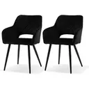 CLIPOP Velvet Dining Chair Set of 2 Padded Dining Table Armchairs with Metal Legs, Upholstered Tub Chairs Dining Room Kitchen Living Room Waiting Room 0198 black 45*52*83 cm image 0