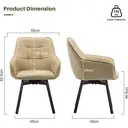 CLIPOP 360° Swivel Dining Chairs Cream Faux Leather Upholstered Kitchen Chairs without Wheels Ergonomic Office Desk Chair with Arms and Metal Legs for Home Restaurants 0407-s cream 55*45*82.5 cm image 2