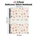 Jubiluu Lot de 3 carnets A5 à couverture souple 50 feuilles avec papier 80 g - Floraison étoilée image 3