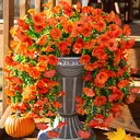 Yuejia Lot de 4 bouquets suspendus de fleurs artificielles en soie liseron orange - 75 cm image 1