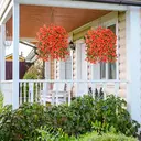 Yuejia Lot de 4 bouquets suspendus de fleurs artificielles en soie liseron orange - 75 cm image 7