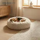 SONGMICS Lit donut moelleux et apaisant pour chien, avec housse amovible et lavable, kaki, 70 x 20 cm image 2