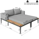 Modular Outdoor Double Chaise Lounge with Wooden Side Panels, Waterproof Cushions, Sturdy Iron Frame, for Patio & Poolside  image 5
