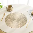 Gold Exploding Fireworks PVC Placemat，Placemats Set Of 6 PVC Place Mats For Kitchen Table Indoor/Outdoor Washable Heat-Resistant Placemat Wipeable Dining Table Mats And Cup Coaster For Camping, Festival, Wedding, Party image 2