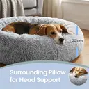 SONGMICS Fluffy Dog Bed, Cat Bed, Doughnut Cushion, Washable, Removable Padding in the Centre, Long Plush, 80 cm Diameter, Light Grey image 5
