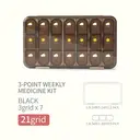 JORDAN&JUDY Portable Sealed Weekly Pill Organizer Large Capacity Pill Dispenser Pill Storage Box 21 Compartments-Brown image 5