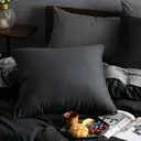 Bedsure Parure de lit 100 % polyester noir - 1 housse 155 x 220 cm et 2 taies 80 x 80 cm image 3