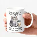 Alphynix 1 Mug blanc 33cl avec citation impertinente "Tu sens le drame" & illustration Grumpy Cat café, cadeau de Noël ou Thanksgiving humour brut,Le cadeau de la saint-valentin, cadeau d’anniversaire image 2