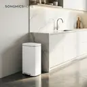 SONGMICSHOME  30L KitchenRubbish Bin with Soft-Close Lid and Inner Bucket, White image 3