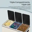 SONGMICSHOME  Triple Compartment Recycling Bin, 3 x 18L Pedal Kitchen Waste Bin, Soft-Close Lids, Steel, for Home, Beige image 5