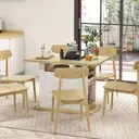 HOMCOM Table à manger ilot central cuisine meuble de rangement table avec grand plan de travail 4 personnes - placard 4 portes et étagères - en bois - dim. 110L x 70l x 75,5H cm blanc et naturel image 5