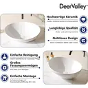 DeerValley Bathroom Sink Oval Ceramic Vessel Sink Practical Hygienic Combines Style and Function, Ideal for Modern Bathroom Design 406 x 330mm White image 5