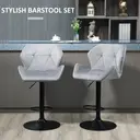 HOMCOM Bar Stools Adjustable Quilted Geo Velvet Grey/Black 2pcs image 5
