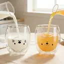 Ju7cer Lot de 2 verres à double paroi chat et ours - 260 ml image 1