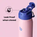 BOTTLE BOTTLE 16oz Insulated Water Bottle Stainless Steel Sport Water Bottle with Straw Dual-use Lid Design for Gym with Pill Box Pink image 3