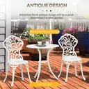 Outsunny 3 Pcs Aluminium Bistro Set Garden Furniture Dining Table Chairs Antique Outdoor Seat Patio Seater White image 3