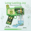 Kids Automatic Frog Bubble Gun - 360° Leak-Proof Bubble Machine with 8-Hole Design for 1000+ Bubbles Per Minute, Includes DIY Stickers - Summer Outdoor Toy for Toddlers, Birthday Party Gift for Boys and Girls image 5