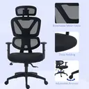 Vinsetto Ergonomic Office Chair, Mesh Swivel Desk Chair with Lumbar Support, Padded Seat, Adjustable Height and Headrest for Home Office, Black image 7