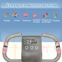 HOMCOM Vélo d'Appartement Pliable 4-en-1 - Ergomètre Magnétique Silencieux avec Cordes de Résistance - Sport Maison et Cardio-training avec Roulettes, Selle Confort et LCD (Max 120kg), Gris image 3