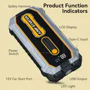 Porbi S306 Car Jump Starter 1200A Peak Portable Jump Starter Power Pack, 12800mAh Battery Booster for 12V Petrol & Diesel Vehicles, SUV, Motorcycle & Boat, USB Emergency Power Bank with LCD Display & LED Light image 8