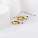 18K Gold Plated Teardrop Crystal Hoop Earrings, Pear Cut Cubic Zirconia Dangle Huggies image 3