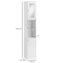 kleankin Tall Bathroom Storage Cabinet with Mirror, Freestanding Floor Cabinet Tallboy Unit with Adjustable Shelves, White image 2