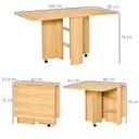 HOMCOM Folding Dining Table, Drop Leaf Table for Small Spaces, Foldable Rectangular Tabletop with Storage Shelves for Kitchen, Dining Room, Teak image 2