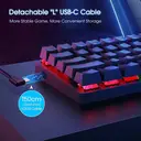 ET 60% kabelgebundene mechanische Gaming-Tastatur, QWERTY US-Layout, blaue Schalter, LED-Beleuchtung, 61 Tasten, ultra-kompakte Mini-Bürotastatur für PC/Mac/Xbox, leicht transportabel für Reisen – Schwarz image 7
