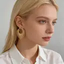 VoxorAI European and American style gold sunflower earrings, stud earrings, all seasons image 0