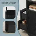 Ochama x SONGMICS Set of 2 Narrow Side Tables, Slim End Table with 2 Drawers, 1 Open Compartment, for Living Room, Bedroom, Black image 5