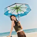 Beneunder BM398, Three-Fold Enhanced Black Coating Protection Umbrella Outdoor Windproof Waterproof, Green Flower, Couple Gift Perfect Gift image 1