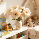 Yuejia 3Pcs 9.05in/23cmArtificial Silk Gerbera Flowers Wedding Home verandahs Table Decor Fake Daisy Chrysanthemum Party Home Decoration(champagne) image 2