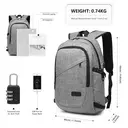 Smart Travel Backpack for 15.6” Laptop with USB Port, Lightweight Anti-Theft Daypack for Work, Study & Daily Commute (Grey) image 7