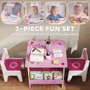 AIYAPLAY Kids Table and Chair Set, Toddler Activity Table with Bookshelves, 2 Chairs, Heart Themed 3 Pieces Kids Desk Set for Classroom, Home, Nursery, Playroom, for Arts, Crafts, Reading, Pink image 5