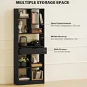 HOMCOM Tall Bookshelf with Drawer, Freestanding Bookcase with Open Shelves, Shelving Unit, Display Rack for Bedroom, Living Room, Home Office, Black image 3