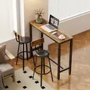 HOMCOM Bar Stools Set of 2, Faux Leather Upholstered Barstools, Industrial Breakfast Bar Chairs with Backrest and Footrest for Kitchen Island, Dining Room, Rustic Brown and Black image 7