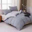 Housse de couette MENDALE - Ensemble de literie de qualité supérieure - Housse de couette 260*240 cm avec taie d'oreiller 65*65 cm - Microfibre douce brossée - Gris foncé et gris clair image 1