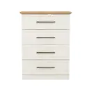 Galano Cleverton 4 Drawer Chest – Stylish Storage Cabinet & Clothes Organiser – Tall Dresser Unit for Bedroom, Hallway or Entryway (Ivory/Oak) image 0
