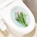 Autocollants pour Couvercle de Toilette Motif Feuilles et Fleurs, Stickers Muraux Auto-adhésifs pour Salle de Bain, Décorations de Siège de Toilette, Stickers Étanches Amovibles DIY Tulipe image 2