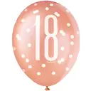 Unique Party Latex 18th Birthday Balloons, Glitz Rose Gold, 30cm, 6 Pack image 3