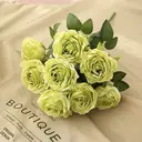 Yuejia Décoration bouquet de roses artificielles en soie 48 cm - Vert image 2