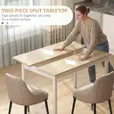 HOMCOM Dining Table for 4, Solid Wood Farmhouse Kitchen Table for Living Room, Dining Room, 120 x 75 x 75cm, Natural image 5