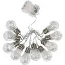 Globe LED String Lights with Clear Plastic Bulbs | 10×5L Warm White LEDs, 10 Bulbs (6×9cm/bulb), 30cm Spacing, 50cm Transparent Cord, Silver Metal Base | With 3AA Battery Box(Indoor/Timer), Battery Not Included image 2