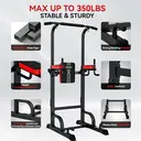 Pooboo C966S Power Tower Dip Station Pull Up Bar for Fitness Home Gym Workout,Multi-Function Adjustable Height Fitness Strength Training Exercise Equipment image 2