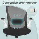 Ochama x SONGMICS Chaise de bureau pivotante en maille ergonomique avec soutien lombaire rembourré et accoudoirs rabattables, blanc image 5