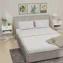 HOMCOM Floating Nightstands Set of 2, Modern Wall Mounted Bedside Tables with Fluted Drawer and Open Shelf for Bedroom, White image 1