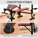 HOMCOM Banc de musculation Fitness entrainement complet avec support d'haltères dossier réglable acier 175 x 139 x 127 cm noir et rouge image 6
