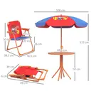 Outsunny Kids Bistro Set Children Table and Chair Set Garden Furniture Cowboy Themed 4 Pieces w/ Adjustable Parasol, Foldable Chairs for 2-5 Years – Blue and Red image 5